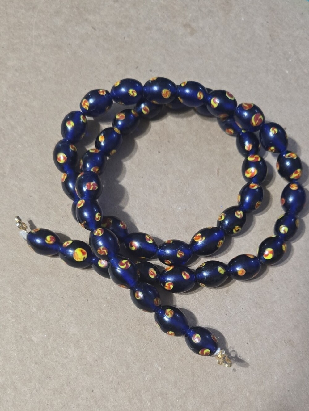 Vintage Venetian Navy Millefiori Glass Bead Necklace